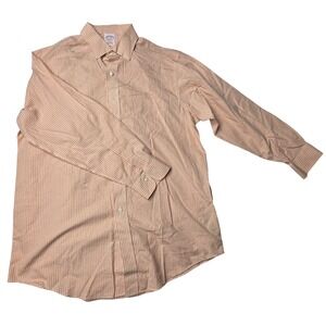 Brooks Brothers Shirt Mens 16-33 Large Orange Check Plaid Non Iron Supima Cotton